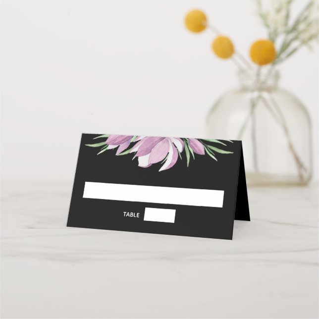 Magnolias on Black Floral Place Card (Front)