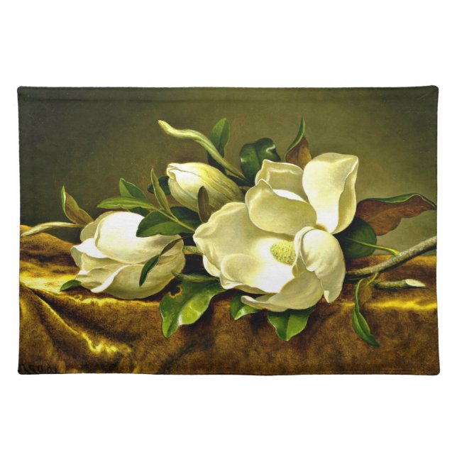 Magnolias on Gold Velvet Cloth Cloth Placemat (Front)