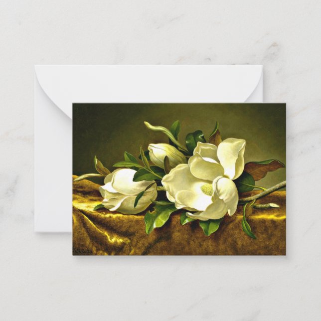 Magnolias on Gold Velvet Cloth Note Card (Front)