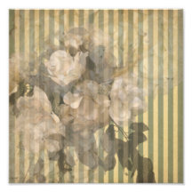 Magnolias on stripes vintage paper