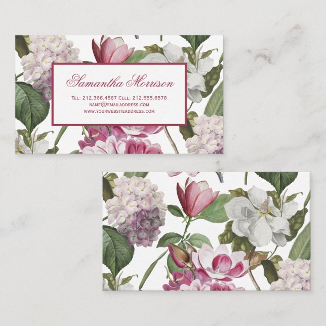 Magnolias other Flowers Antique Botanical Business Card (Front/Back)