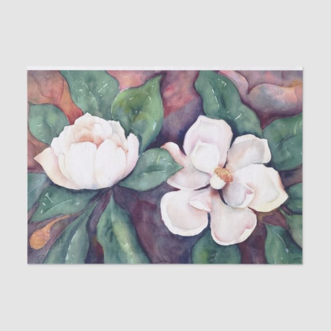 Magnolias Watercolor Tissue Paper (Front)