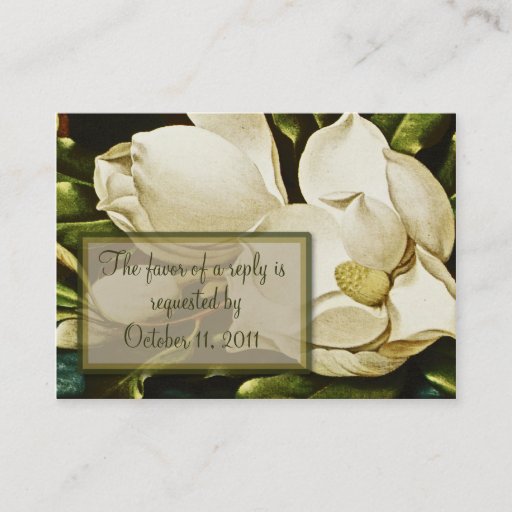 Customizable Magnolias Wedding RSVP Reply Card Business Card Templates