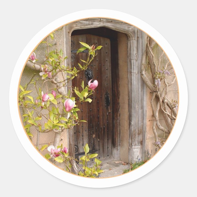 Magnolida Garden & Secret Door to Magical Land Classic Round Sticker (Front)
