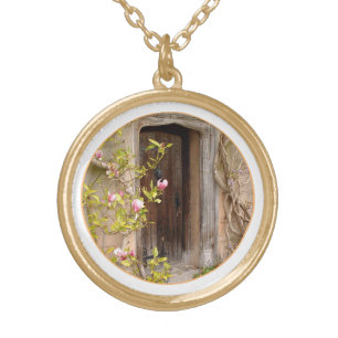 Magnolida Garden & Secret Door to Magical Land WHT Gold Plated Necklace