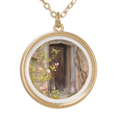 Magnolida Garden  Secret Door to Magical Land WHT Gold Plated Necklace