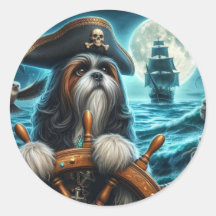 Magnum the Shih Tzu Pirate Stickers