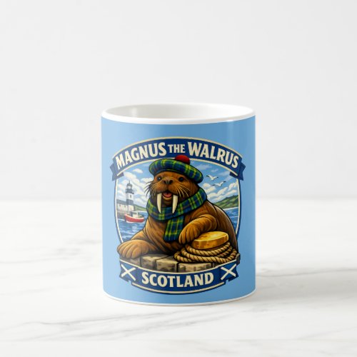 Magnus the Scottish Loving Walrus Seaside Scotland Coffee Mug