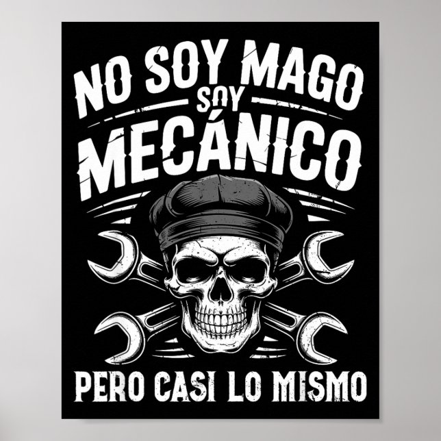 Mago Y Mecánico Funny Car Mechanic Skull Spanish V Poster (Front)