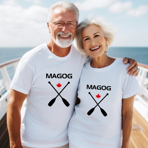Magog Canada Crossed Paddle Oars Maple Leaf T_Shirt
