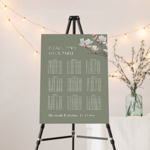 Magolia Flowers Wedding Seating Chart Foam Board
