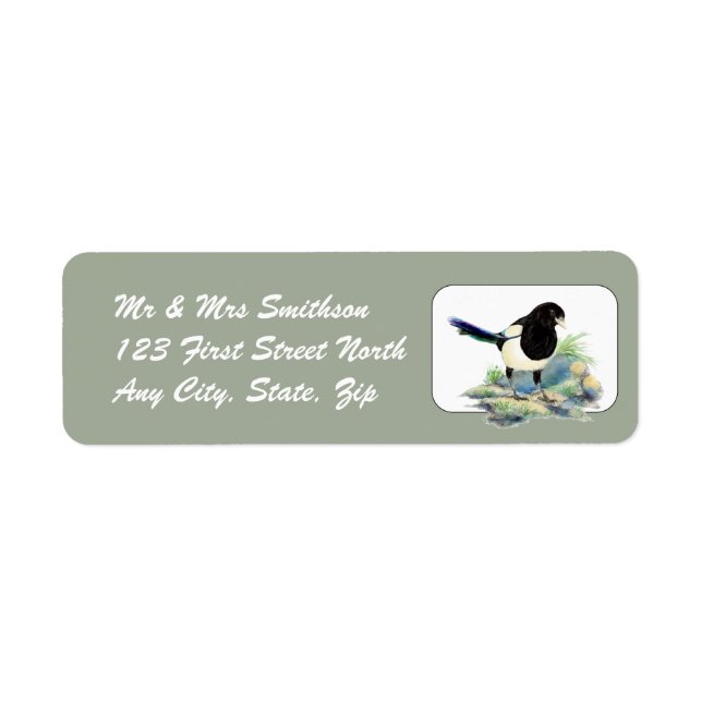 Magpie Bird Nature Wildlife Animal Address Label (Front)