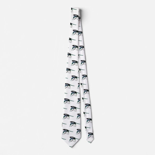 Magpie, Bird, Nature, Wildlife, Watercolor Neck Tie (Front)
