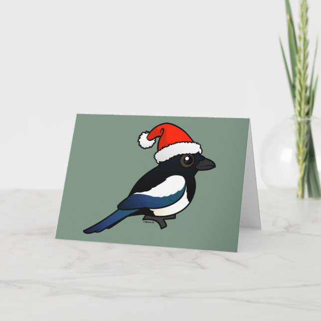 Magpie Santa Holiday Card (Front)