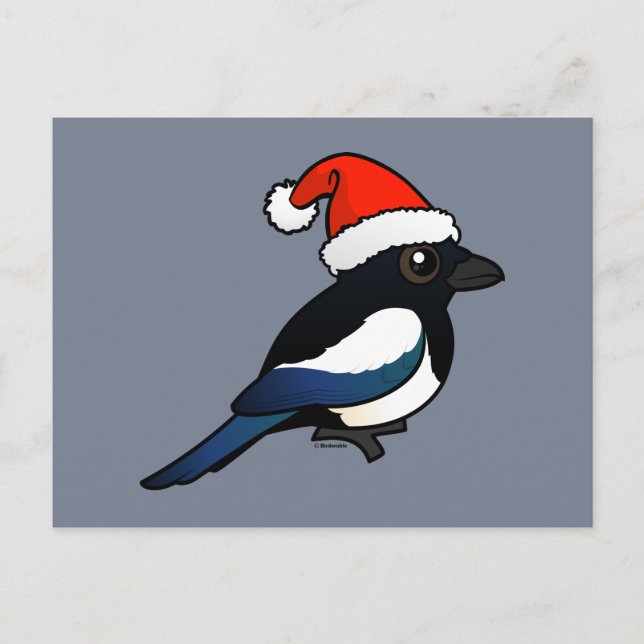 Magpie Santa Holiday Postcard (Front)