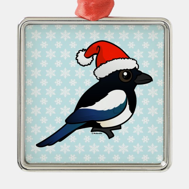 Magpie Santa Metal Ornament (Front)