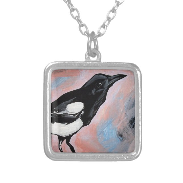 magpie silver plated necklace (Front)