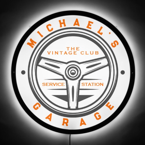 Mags Wheel Garage  Orange Trendy Custom Man Cave  LED Sign