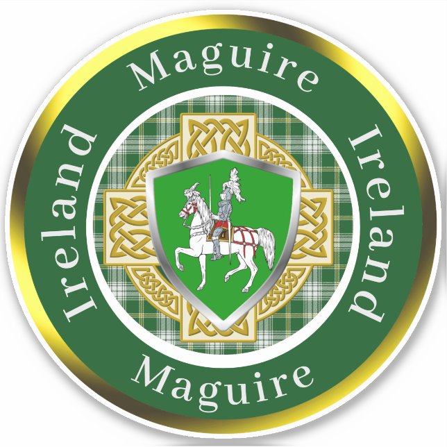 Maguire Shield & Celtic Cross Personalized Sticker (Front)