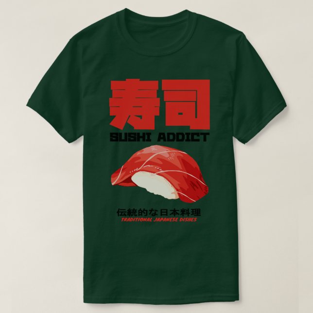 Maguro Sushi Traditional Japanese Dishes T-Shirt (Design Front)