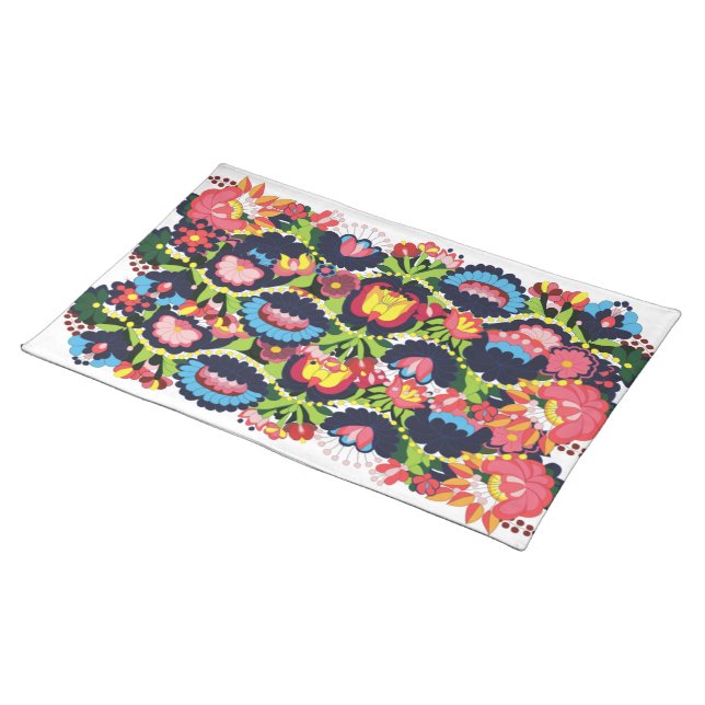 Magyar Matyo Digital Folk Embroidery Cloth Placemat (On Table)