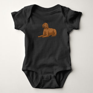 Magyar Vizsla Dog with stuffed animal and hearts Baby Bodysuit