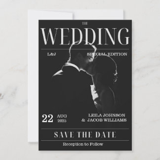 Magzine Unique Fun Photo Save the Date Wedding Invitation
