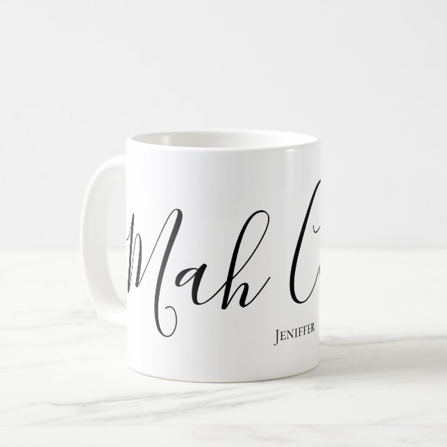 Mah Coffee Funny Personalized Mahjong Script Mug (Front Left)