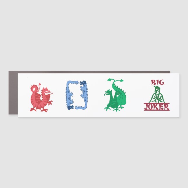 Mah Jong Dragon and Joker Car Magnet (Front)