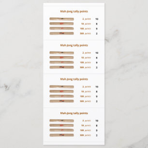 Mah-Jong tally points card – 1
