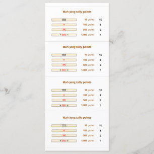 Mah-Jong tally points card – 2
