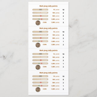 Mah-Jong tally points card – 3 (with coin)