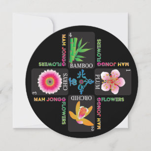 Mah Jongg 4 Flowers Flat Card