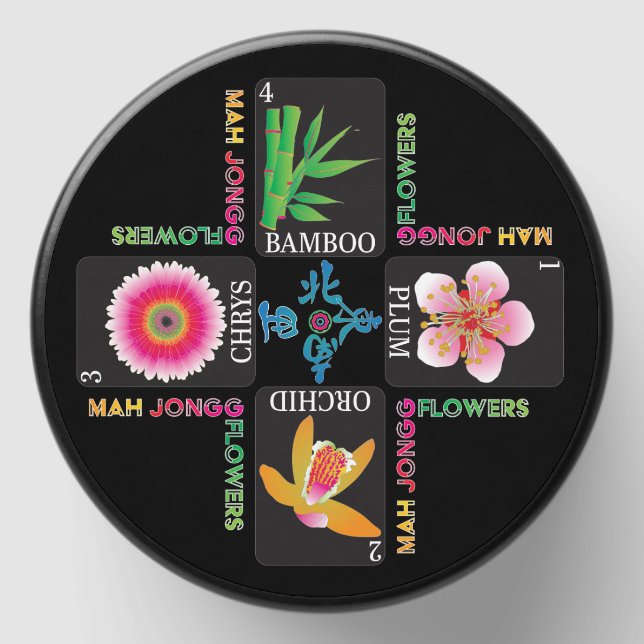 Mah Jongg 4 Flowers Mini Candle Favors (Front)