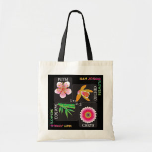 Mah Jongg 4 Flowers Tote Bag