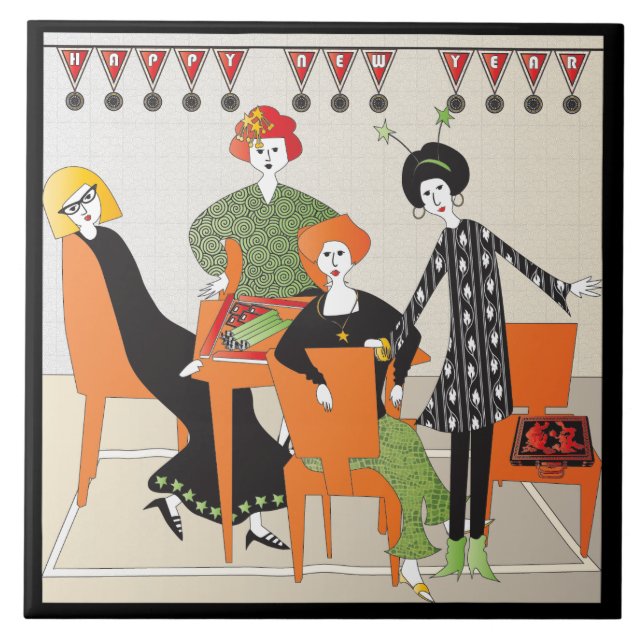 Mah Jongg Banner New Year Tile (Front)