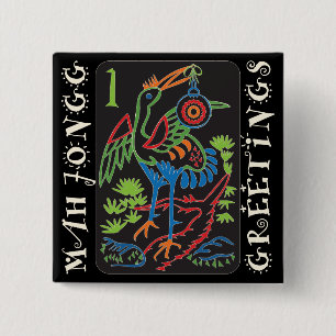 Mah Jongg Bird Greetings Button