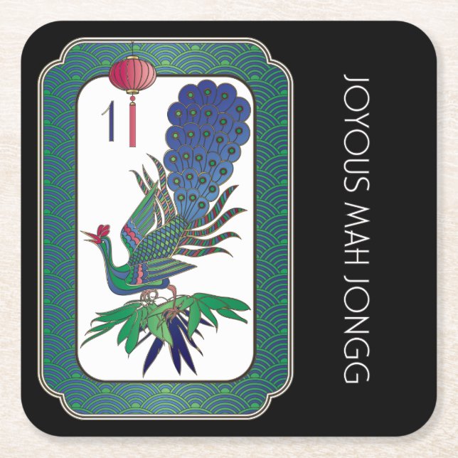 Mah Jongg Bird Holiday Coasters (Front)