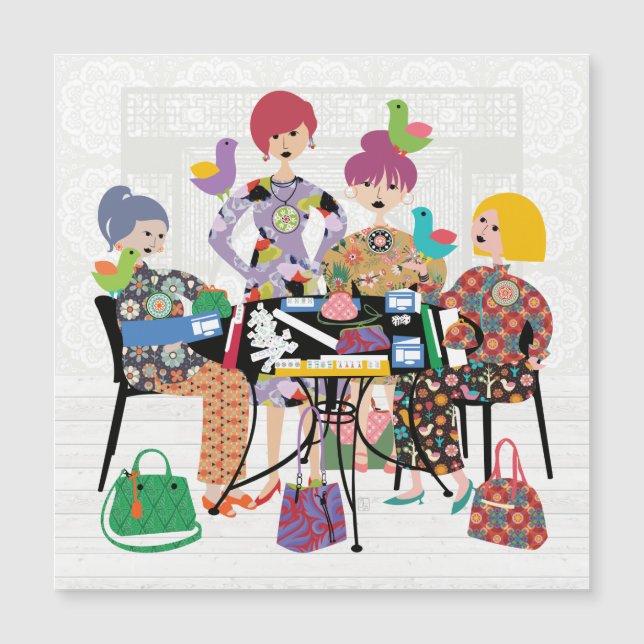 Mah Jongg Birds Flat Magnet (Front)