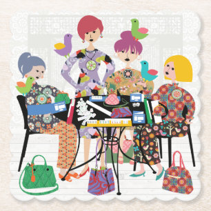 Mah Jongg Birds Paper Coasters
