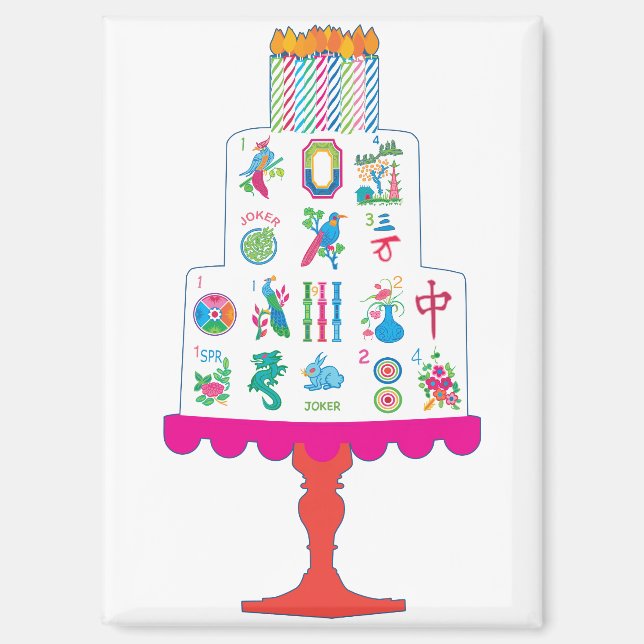 Mah Jongg Birthday Cake Magnet (Front)