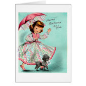 Mah Jongg Birthday Card Umbrella Girl (Front)