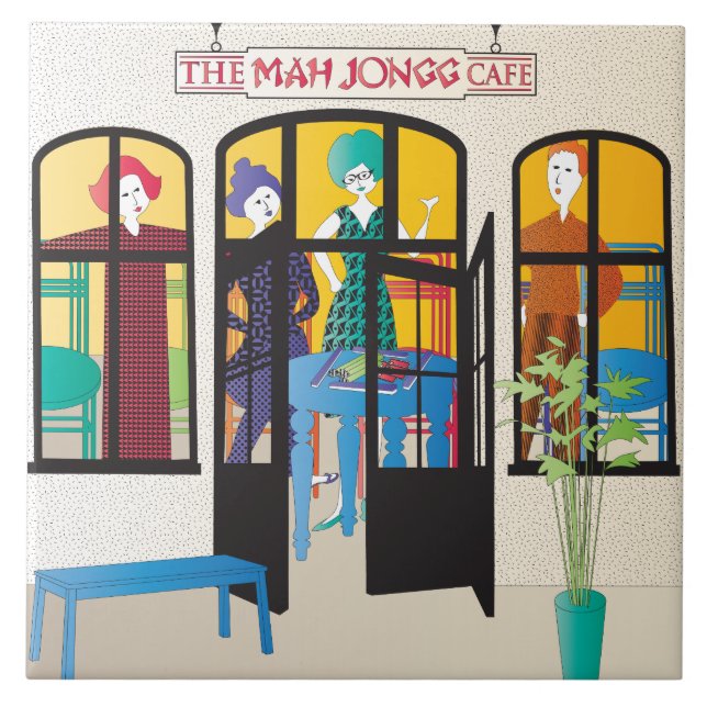 Mah Jongg Cafe Ceramic Tile (Front)