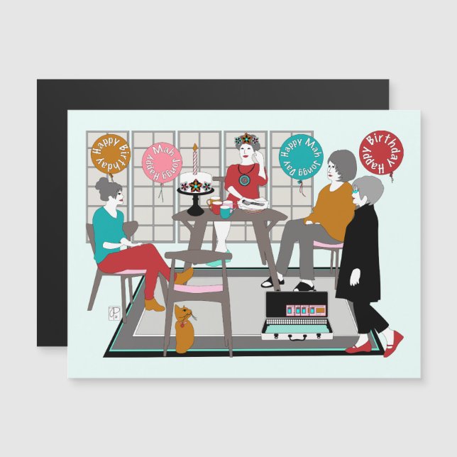 Mah Jongg Cat Birthday (Front/Back)