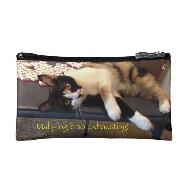 Mah Jongg Cat Cosmetic Bag (Front)