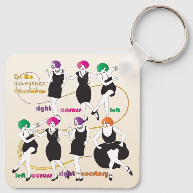 Mah Jongg Charleston Dancers Keychain (Back)