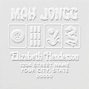 Mah Jongg Chinese Style Fixed Text 4 Tiles Address Embosser