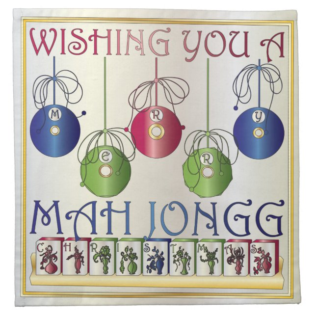 Mah Jongg Christmas Bettors Napkins (Front)