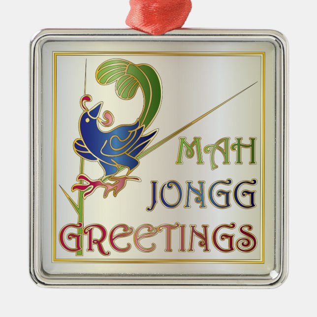 Mah Jongg Christmas One Bam Ornament (Front)