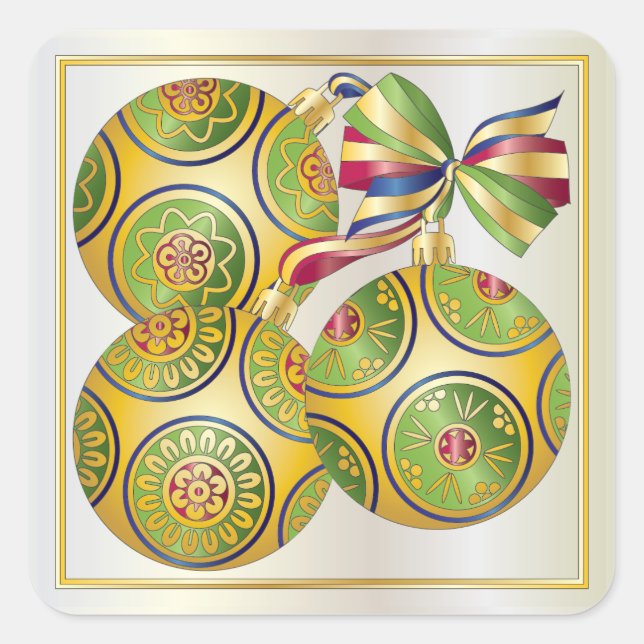 Mah Jongg Christmas Ornaments Square Sticker (Front)